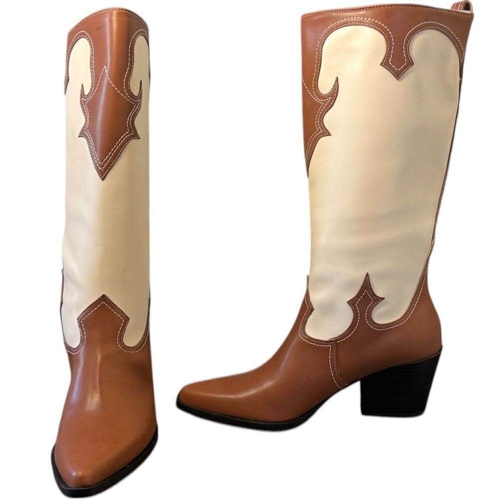 Zodiac Brown/Plaster Western Tall Boots NEW Size 10 - Picture 10 of 13
